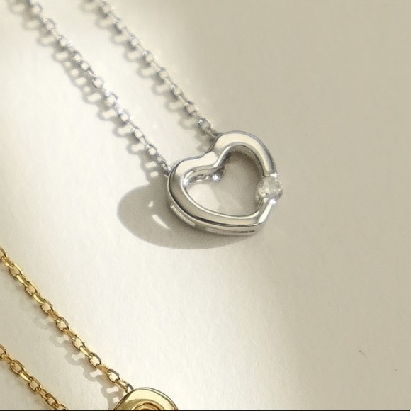 Heart Crystal Dainty Necklace | Sterling Silver - Picture 5 of 5